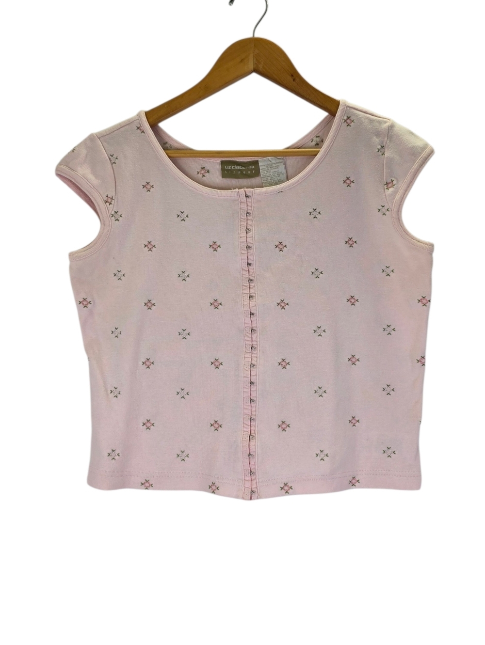 Vintage Liz Claiborne Cottagecore Corset Closure Womens Floral Shirt Size L